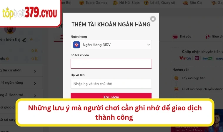 Những lưu ý mà người chơi cần ghi nhớ để giao dịch thành công 